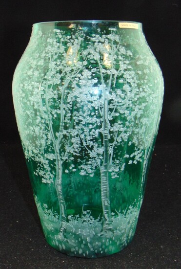 Intaglio cut Murano glass vase