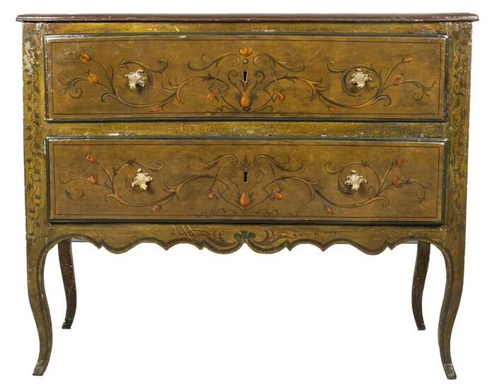 Italian Rococo Paint Decorated Commode
