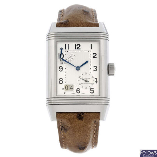 JAEGER-LECOULTRE - a stainless steel Reverso Grande Date wrist watch, 29x39mm.