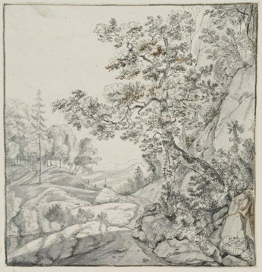 J.MEYER (*1694), Path in the mountains with overhanging