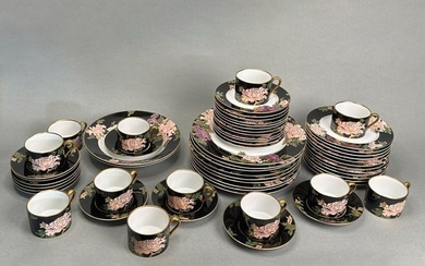 Japanese Porcelain Coffee Desert Dish Set - Fitz Floyd "Cloisonne Peony"