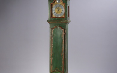 Jens Dreier Hansen, Ribe. Baroque standing clock in painted wooden box, year 1775