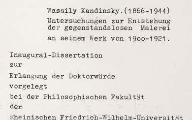 Kandinsky, Wassily - Brisch, Klaus. Wassily Kandinsky (1866-1944). Recherches sur la naissance de la peinture...