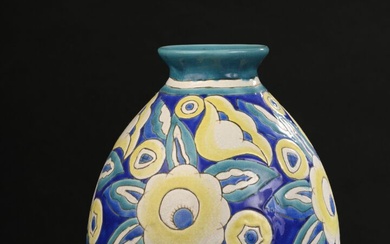 Keramis Vase en faïence à décor de fleurs... - Lot 280 - Daguerre