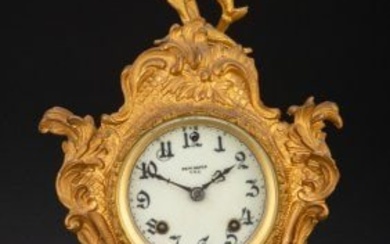 Large Antique New Haven Circa 1900 Louis XV-Style Gilt Metal and Enamel Clock