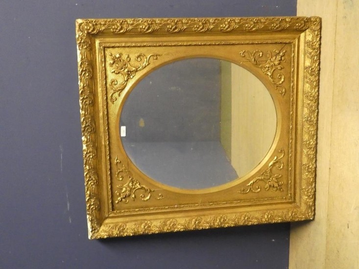 Large gilt framed oval mirror c1870 88H x 78W cm