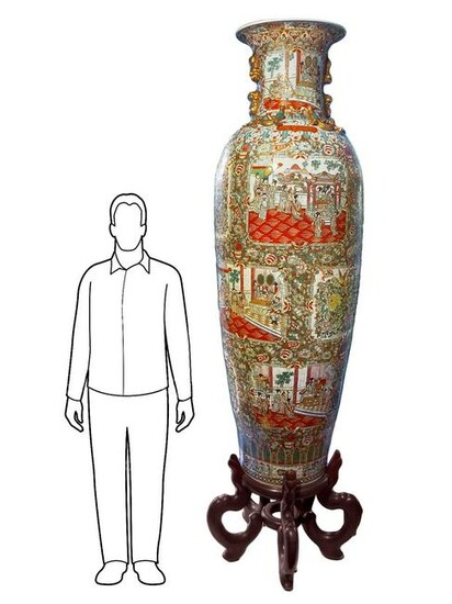 Large-size Chinese porcelain vase. H with base cm 235