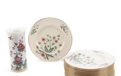 Lenox "Saxony" Vase and Set of Twelve "Country Garden" Plates