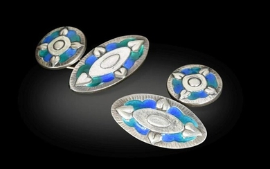 Liberty & Co., a pair of Art Nouveau silver and enamel cufflinks