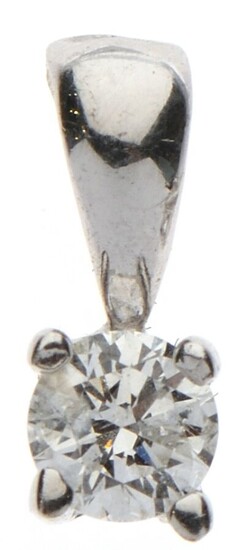 Lot 80 PENDENTIF en or gris 375/°° serti d'un diamant taille brillant de 0.15 ct environ. H. 1 cm. Poids brut : 0.3 g.