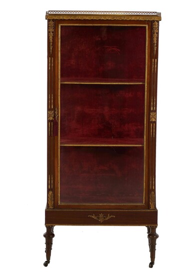 Louis XVI style bronze-mounted parquetry-inlaid curio cabinet