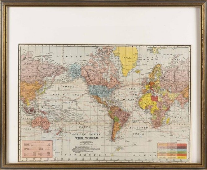 MAP OF THE WORLD 20th Century 17.75” x