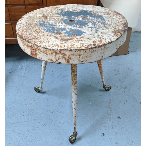 METAL SIDE TABLE, 60cm x 67cm, vintage 20th century, oxidise...