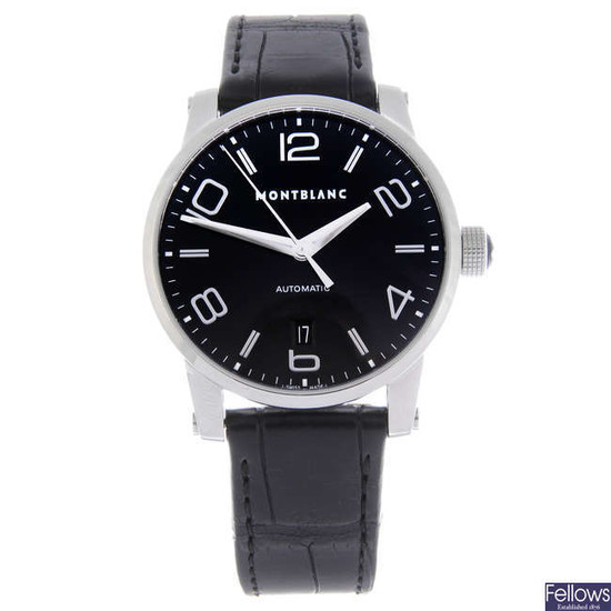 MONTBLANC - a gentleman's stainless steel Timewalker wrist watch.