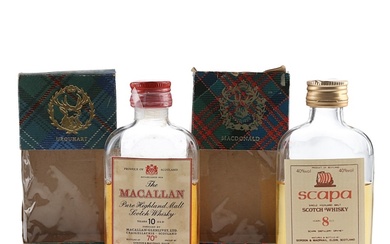 Macallan 10 Year Old & Scapa 8 Year Old Bottled 1970s-1980s - Gordon & MacPhail 2 x 4cl-5cl / 40%