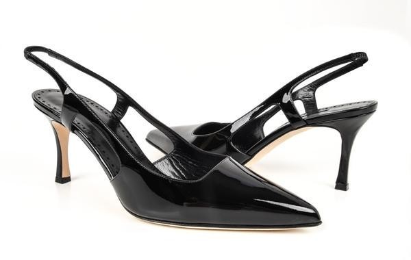 Manolo Blahnik Shoe Black Patent Slingback 40.5 / 10.5