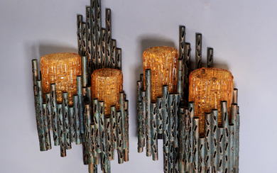 Marcello Fantoni.A pair of wall lamps from the 60s in patinated metal (2)