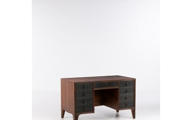 Mario Quarti (1901-1974) Desk Walnut and tinted wood Model created circa 1950 H 80 × L 130