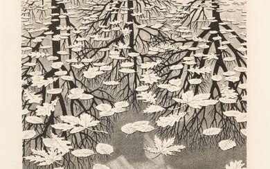 Maurits Cornelis Escher (1898-1972) 'Three worlds', signed and 'VAEVO' lower left, December 1955, lithograph. H. 36.2 cm. W. 24.7 cm. Literature: 'Leven en werk van M.C. Escher' by Bool et al., Meulenhoff Amsterdam, no. 405.