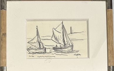 Maximilien LUCE (1858-1941) Voiliers Encre et crayon signé du cachet en bas à droite 10...