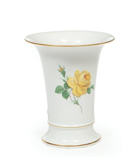 Meissen Polychrome and Gilt Porcelain Flare Vase