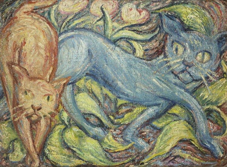 Millie Frood, Scottish 1900-1988 - Cats; oil on canvas, 51 x 68 cm (ARR) Provenance: gifted by the artist and thence by descent
