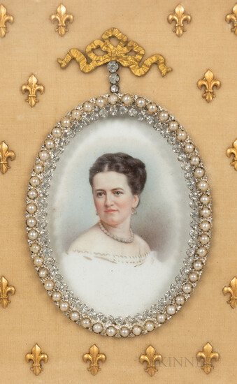 Miniature Portrait of a Woman on Porcelain