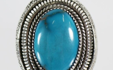 NAVAJO EDDY CHACO STERLING TURQUOISE RING