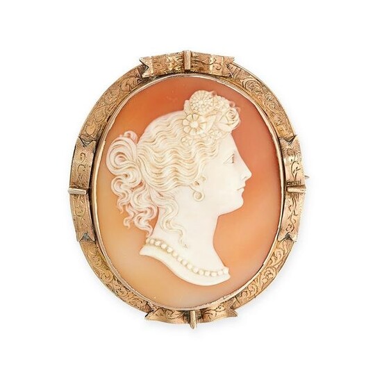 NO RESERVE - AN ANTIQUE SHELL CAMEO BROOCH, LATE 19TH