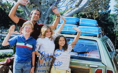 "National Lampoon's Vacation" 16x20 Photo Signed By (4) with Chevy Chase, Beverly D'Angelo, Anthony Michael Hall & Dana Barron with Character Inscriptions (Beckett)
