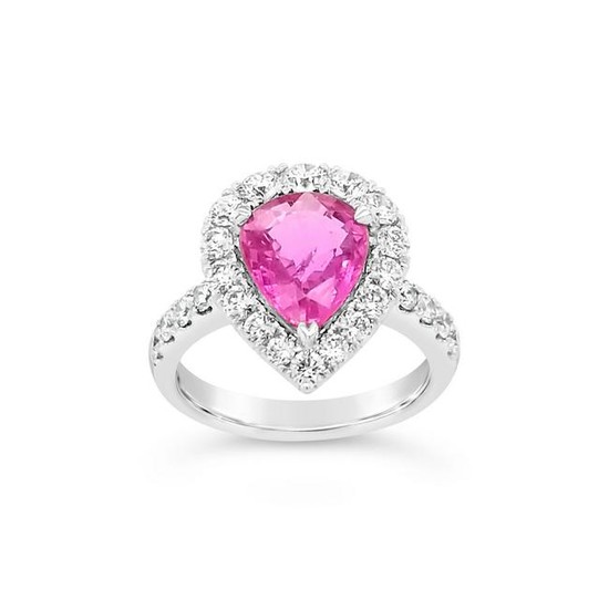 Natural PInk Sapphire & Diamond Ring