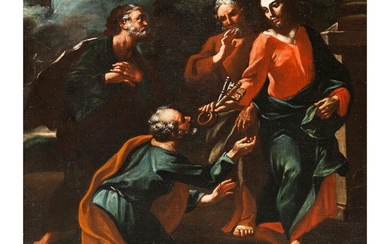 Neapolitanischer Meister des 17. Jahrhunderts, Christus übergibt Petrus die Schlüssel