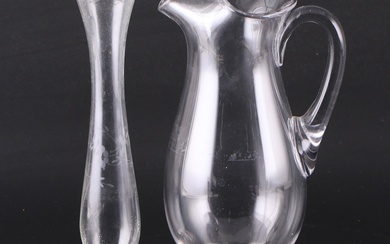 Neiman-Marcus Crystal and Sterling Pitcher with Duchin Creation Vase