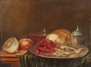 Netherlandish School, 17th century, Still Life with a Crab and Shrimps, Bread, a ...