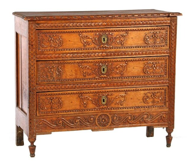 Oak Louis Seize 3-drawer chest of drawers