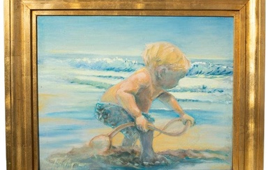 Oil, Child on Beach