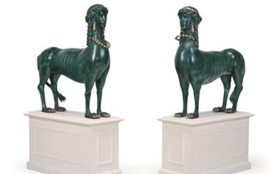 A Pair of Unusual Sphinxes as Guardian Figures