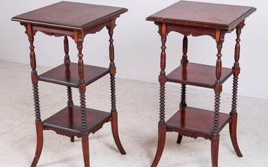 Pair American Victorian cherry stands, c. 1890.