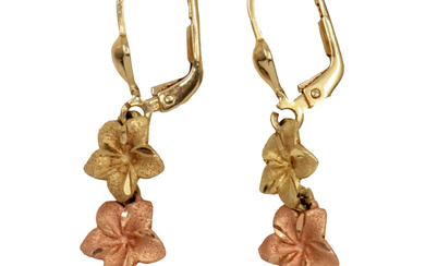 Pair of 14k Yellow, White and Rose Gold Earrings.