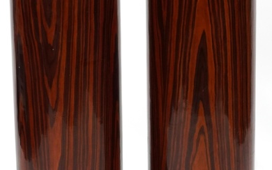 Pair of Art Deco style rosewood effect cylindrical columns, ...