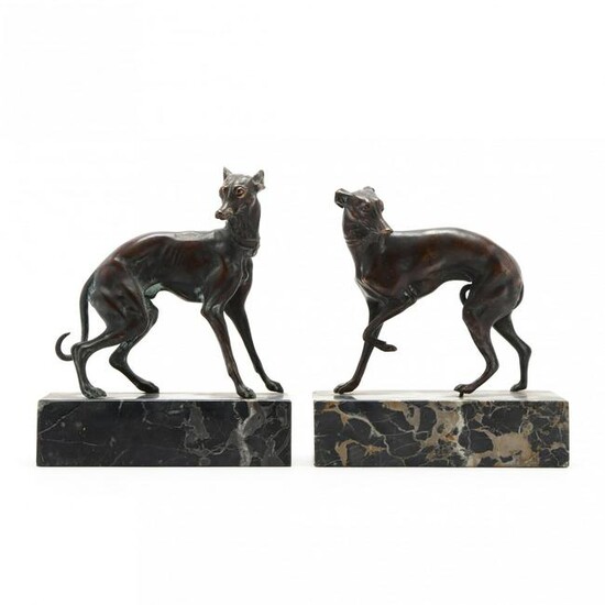 Pair of Bronze Italian Greyhound Sculptures