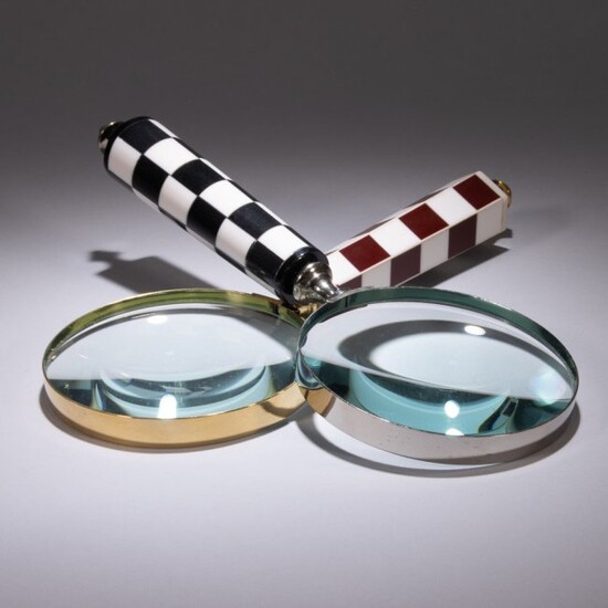 Pair of Ceramic Chequered Magnifying Glasses