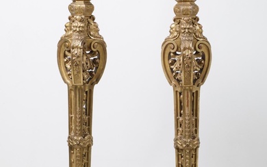 Pair of Louis XV style floor lamps, 20th century