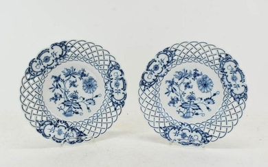 Pair of Meissen Blue and White Reticulated Plates