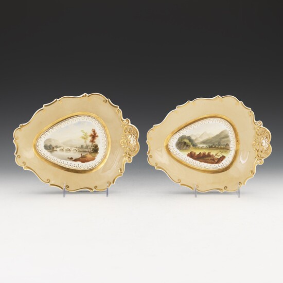 Pair of Old Paris Porcelain Scenic Plates