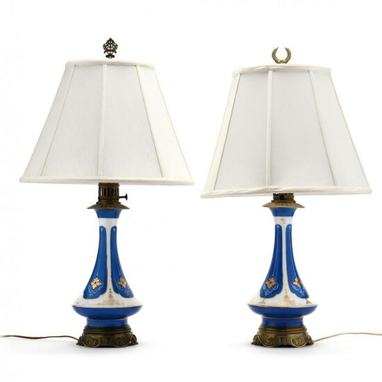 Pair of Paris Porcelain and Brass Table Lamps