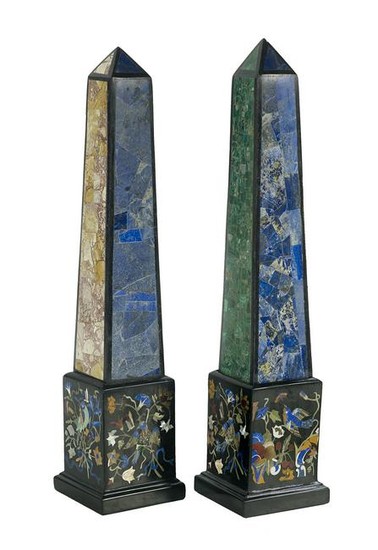 Pair of Pietra Dura Obelisks