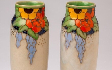 Pair of Royal Doulton Vases by Minnie Webb.