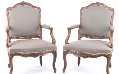 Paire de fauteuils d'époque Louis XV en bois de hêtre