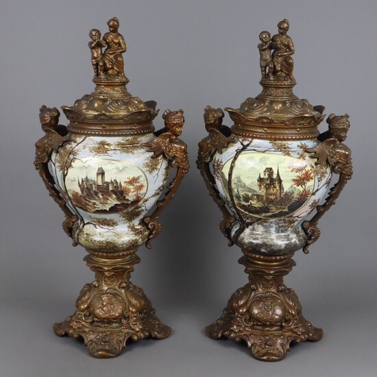 Paire de magnifiques vases à couvercle - 2ème moitié du 19ème siècle.vers 1900, corps en...